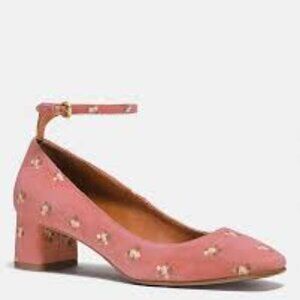 Coach Pink Flats with Ankle Straps Women Size 9.5